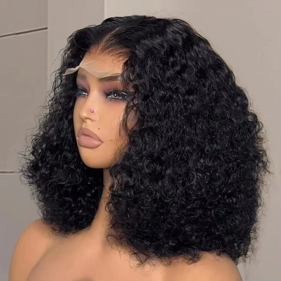 Hd Lace Frontal Wig Human Hair Pre Plucked - Parrucche in Capelli Umani Ricci Bob